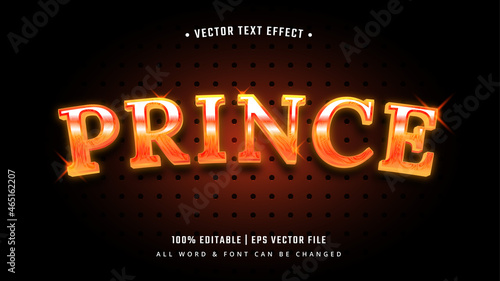 Prince Shiny Glowing 3d Text Style Effect. Editable illustrator text style.