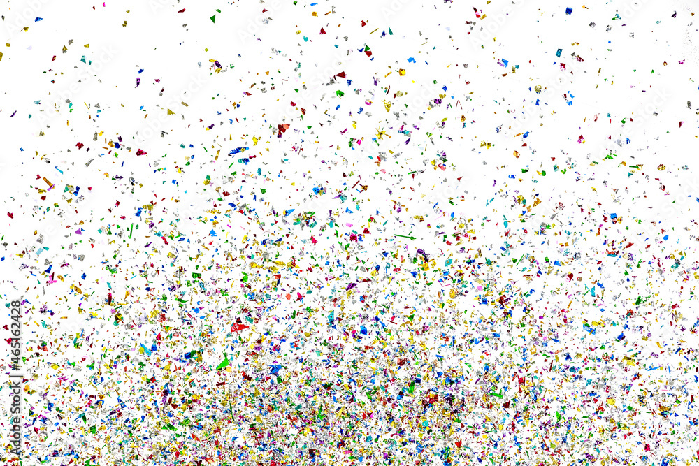 Obraz premium Small fragments of colorful paper pieces spill out in air as beautiful celebration flakes and vivid flares to entertain and decorate party
