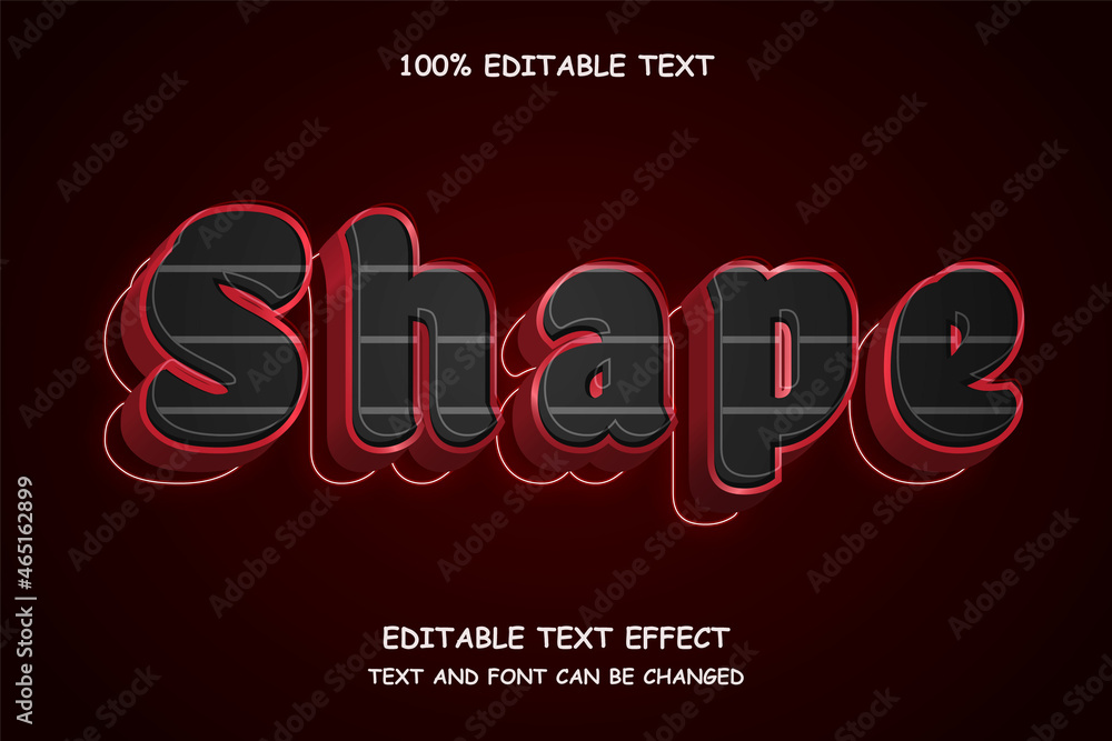 Shape 3 dimension editable text effect modern shadow pattern neon style