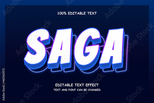 Saga 3 dimension editable text effect modern pattern style