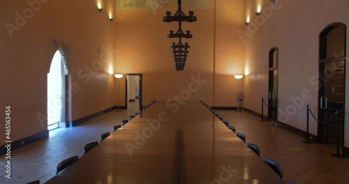 Empty Tinell Room Inside Aljaferia Palace (Palacio de la Aljaferia) In Zaragoza, Spain. - wide shot photo