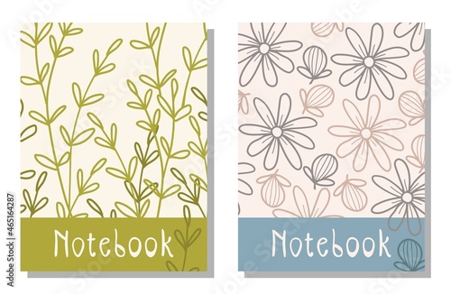 Abstract and floral covers set. Cool design. For notebooks, planners. Vector illustration.