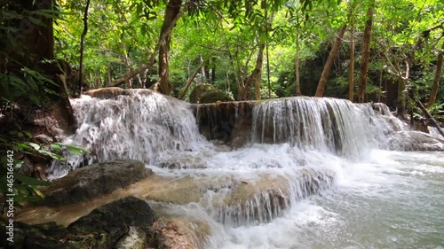 Erawan Waterfall in Deep forest at Kanchanaburi, Thailand photo