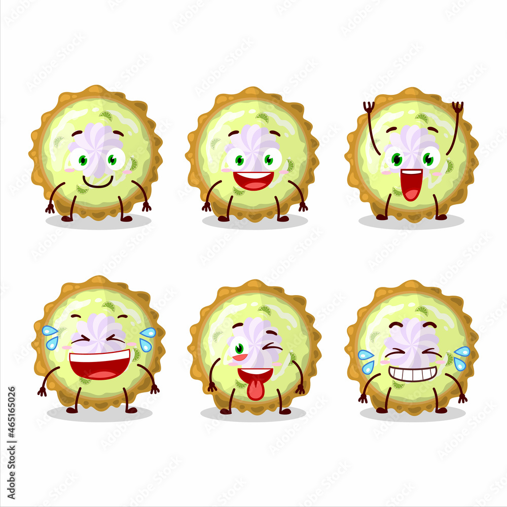 Cartoon character of key lime pie with smile expression