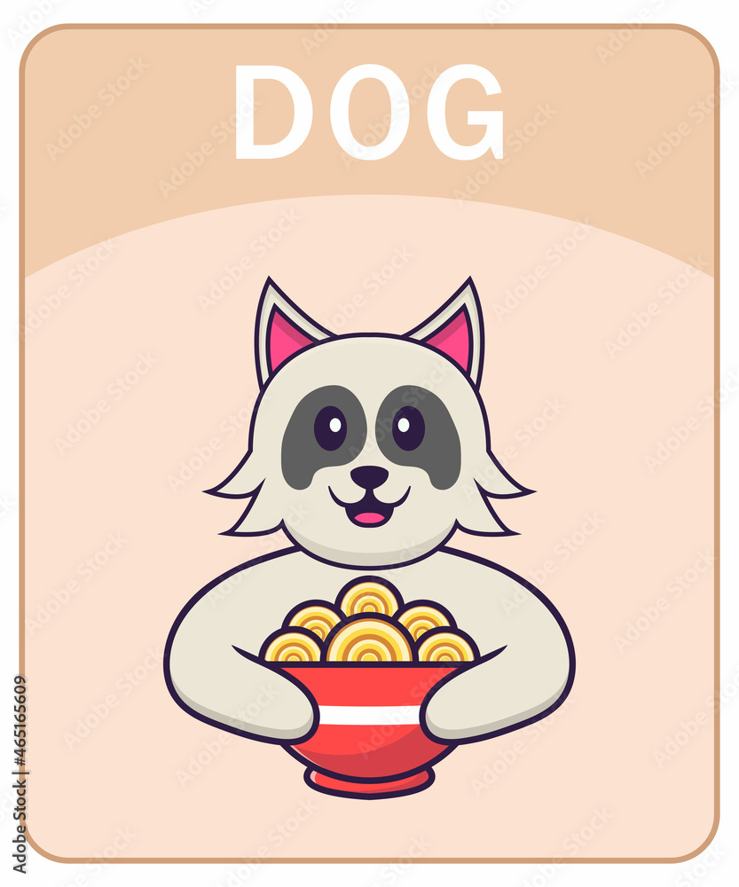 Alphabet flashcard with Cute dog cartoon character. Alphabet flashcard with Cute dog cartoon character.