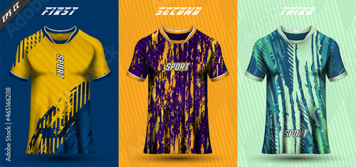 Some racing sports t-shirt designs. Front t-shirt design. Team uniform template. Sports design for football, racing, jersey games. Vector.
