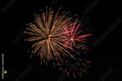 fireworks in the night sky that s bright and colorful  in Sterling Kansas USA.
