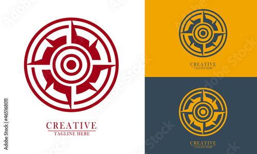 wind direction or compass in circle taget logo icon