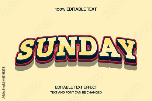 Bilde på lerret Sunday 3 dimension editable text effect curved bulge shadow