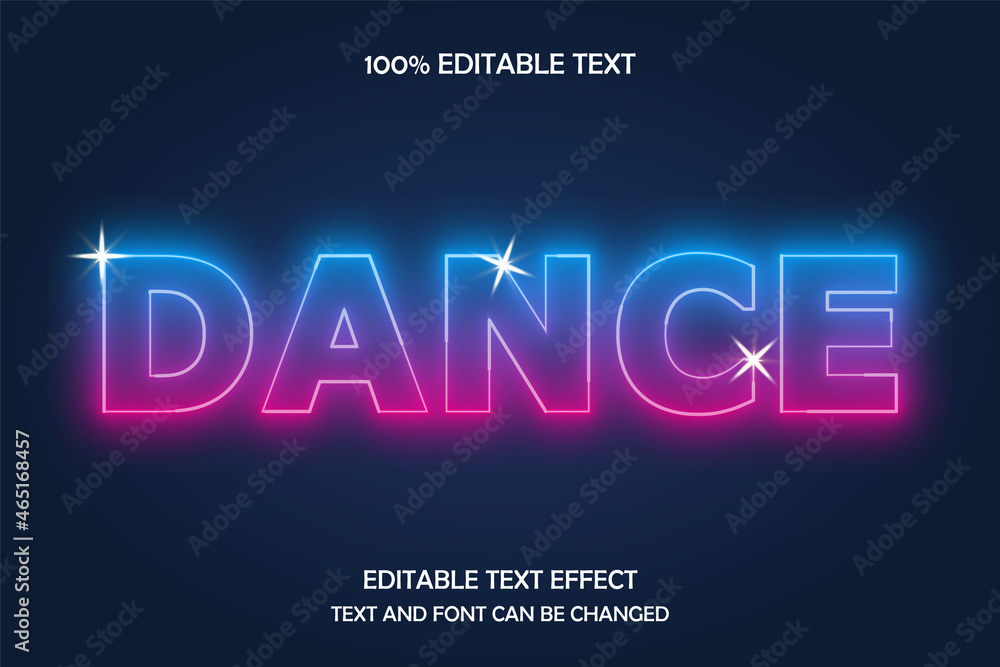 Dance 3 dimension editable text effect neon style