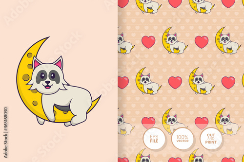 Cute dog cartoon character. seamless pattern background