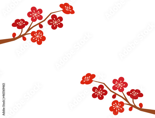 コピースペースをたっぷりとった梅のイラストのカード