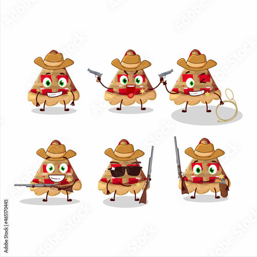 Cool cowboy slice of apple pie cartoon character with a cute hat