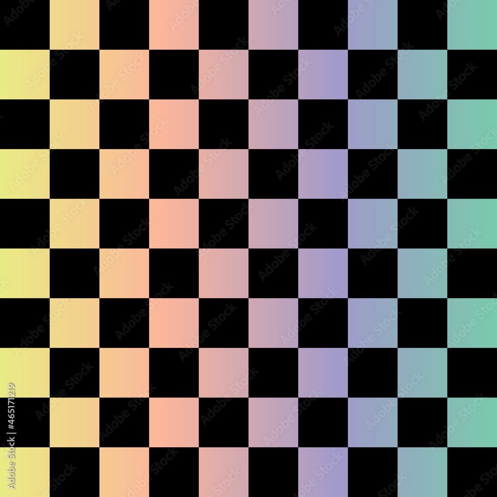 Black and rainbow squares seamless pattern.Checkered flag. Vector illustration. Black and rainbow squares seamless pattern.Checkered flag. Vector illustration.