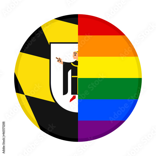 round icon with munich and rainbow flags. vector illustration isolated on white background