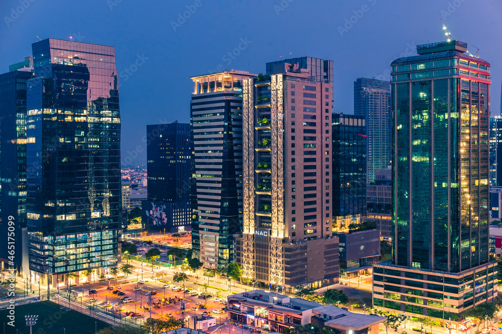 Taguig, Metro Manila, Philippines - The Modern BGC Skyline At Night ...