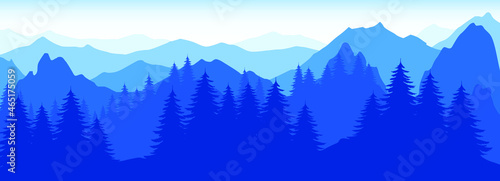 landscape with mountains  mountain nature morning evening forest trees 