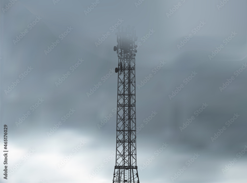 antenna silhouette in grey mist