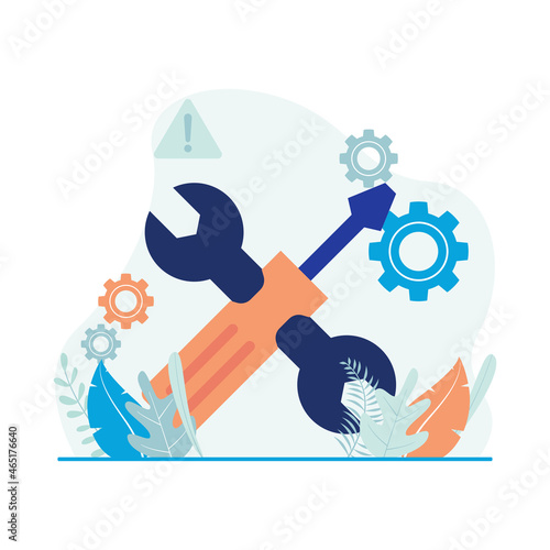 Maintenance vector illustration. Screwdriver and wrench icon. Flat design suitable for many purposes.