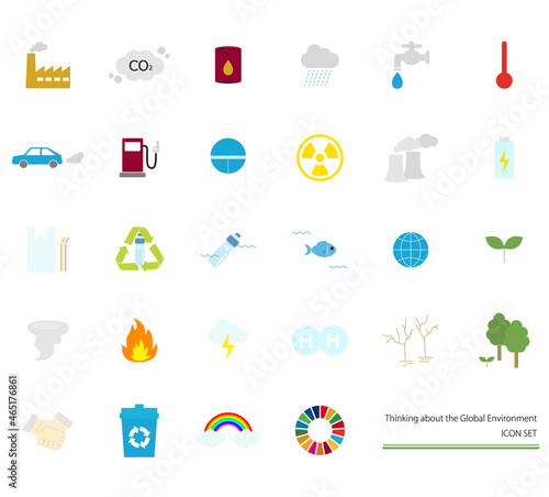 環境問題について考えるイラスト アイコンセット