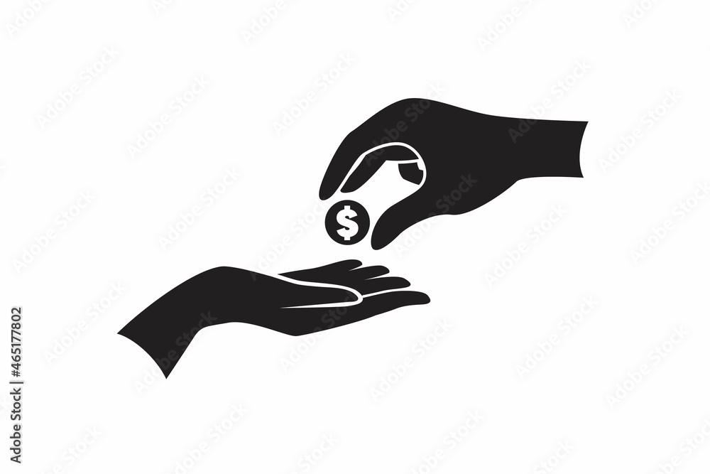 Fototapeta premium Silhouette hand donation icon design template