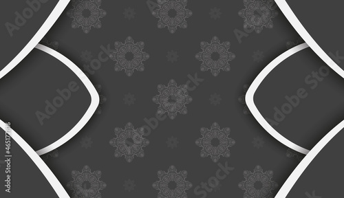 Black banner with Indian white ornaments and place for text