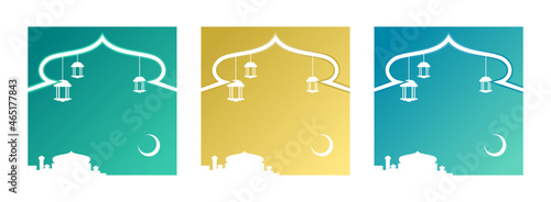 Islam Mosque Poster Banner Template Silhouette
