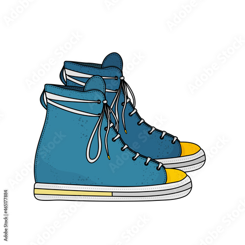 Sneakers Vintage Shoes Isolated on White Background.