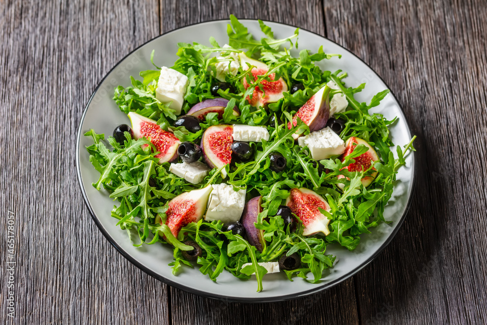 rocket figs feta and black olive salad rocket figs feta and black olive salad