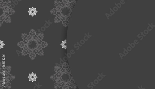 Black banner with abstract white ornament and place for your text