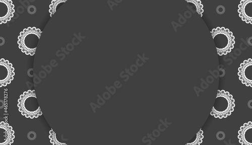 Black banner with vintage white pattern and place for your text