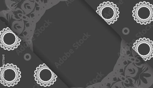 Black background with mandala white ornament and place under your text