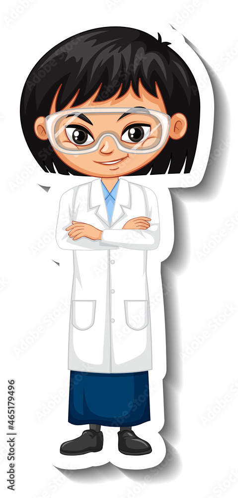 Scientist girl cartoon character sticker Scientist girl cartoon character sticker