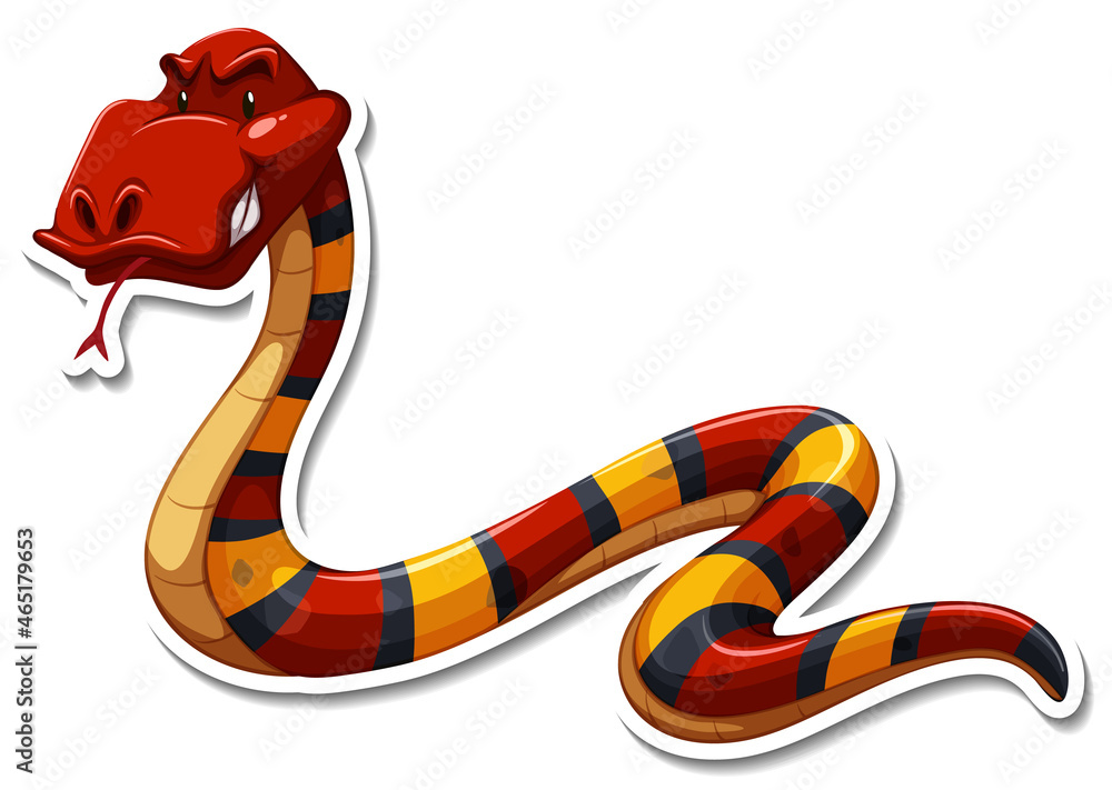 Naklejka premium Snake cartoon character on white background