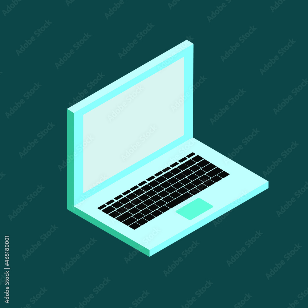 Workplace with laptop - modern vector isometric illustration Workplace with laptop - modern vector isometric illustration