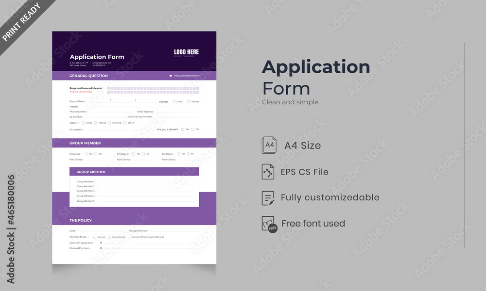 Application Form Template Application Form Template