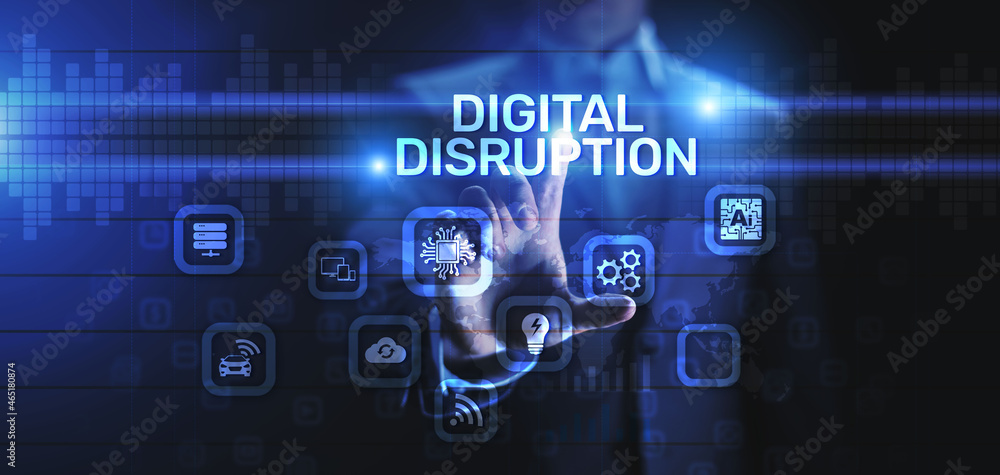 Digital disruption transformation digitalization innovation technology business concept. Digital disruption transformation digitalization innovation technology business concept.
