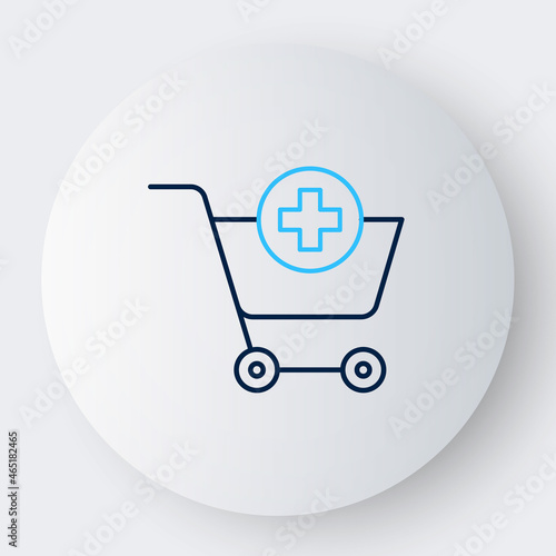 Line Add to Shopping cart icon isolated on white background. Online buying concept. Delivery service sign. Supermarket basket symbol. Colorful outline concept. Vector