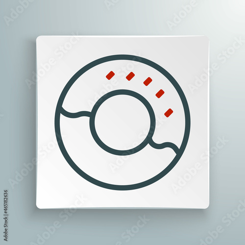 Line Donut with sweet glaze icon isolated on white background. Colorful outline concept. Vector