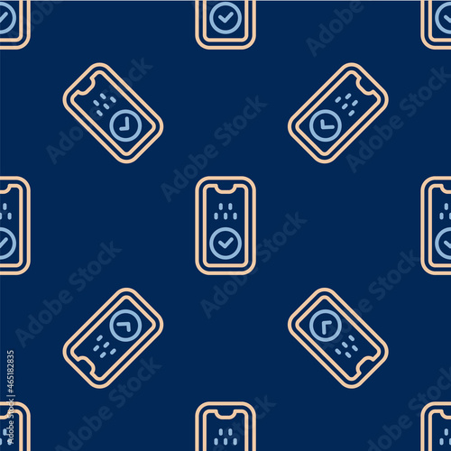 Line Taxi mobile app icon isolated seamless pattern on blue background. Mobile application taxi. Vector