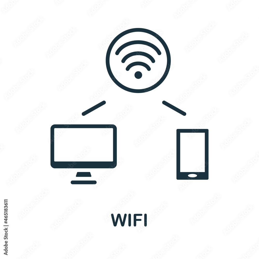 Wifi icon. Monochrome sign from internet technology collection. Creative Wifi icon illustration for web design, infographics and more Wifi icon. Monochrome sign from internet technology collection. Creative Wifi icon illustration for web design, infographics and more