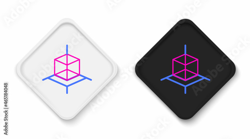 Line 3d modeling icon isolated on white background. Augmented reality or virtual reality. Colorful outline concept. Vector