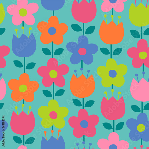 Wallpaper Mural Seamless pattern of colorful cute floral vector. Torontodigital.ca