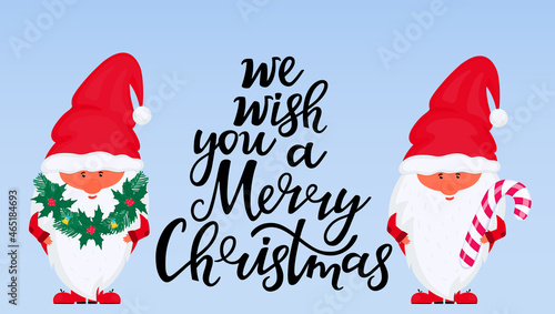 Christmas gnomes. Greeting card for New Year and Christmas.