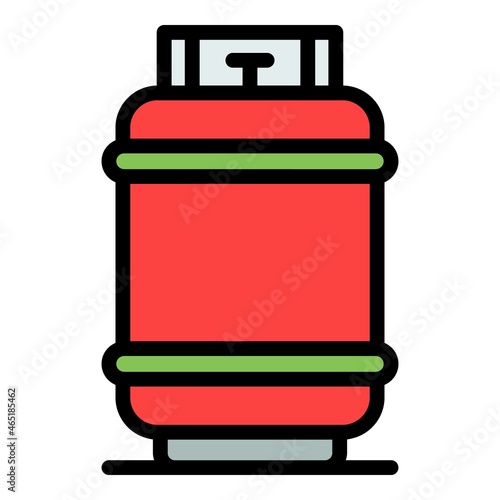 Tourist gas bottle icon. Outline tourist gas bottle vector icon color flat isolated