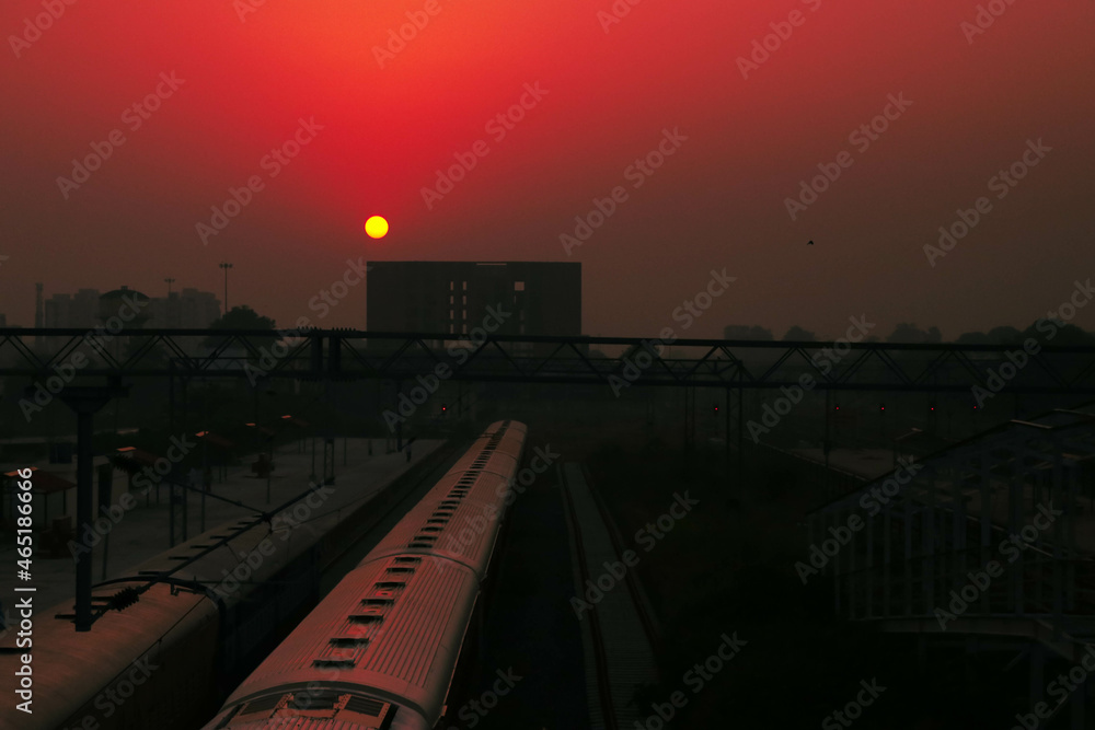 sunrise in the  Lucknow city