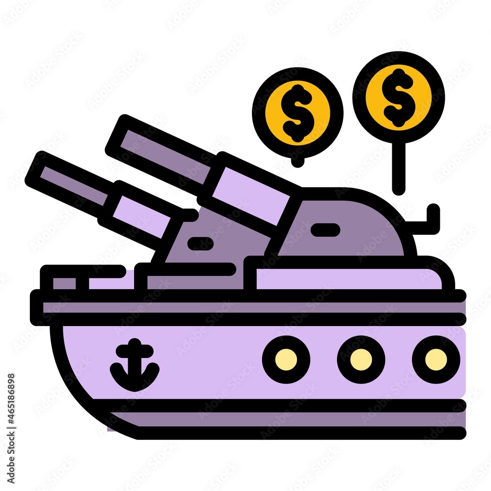 Trade war ship icon. Outline trade war ship vector icon color flat isolated