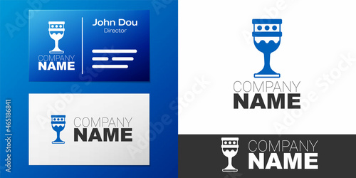 Logotype Medieval goblet icon isolated on white background. Holy grail. Logo design template element. Vector