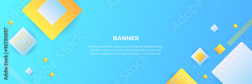 Abstract blue banner design with blue geometric background. Vector illustration for wallpaper, banner, background, card, book illustration, landing page