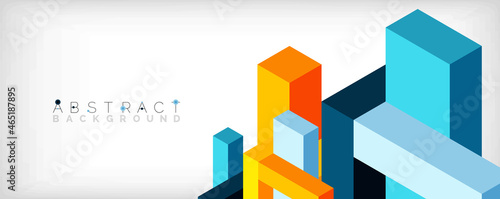 Abstract background. 3d cubes, cubic elements and blocks. Techno or business concept for wallpaper, banner, background, landing page